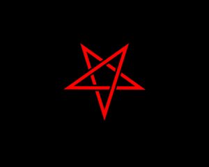 Dit is een pentagram zoals veel mensen hem kennen: een vijfpuntige ster met de punt naar beneden
